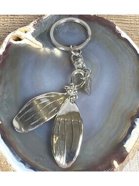 VTG Michael Aram Holly Berry Silver Tone Keychain Luxury Designer Key Ring Tag